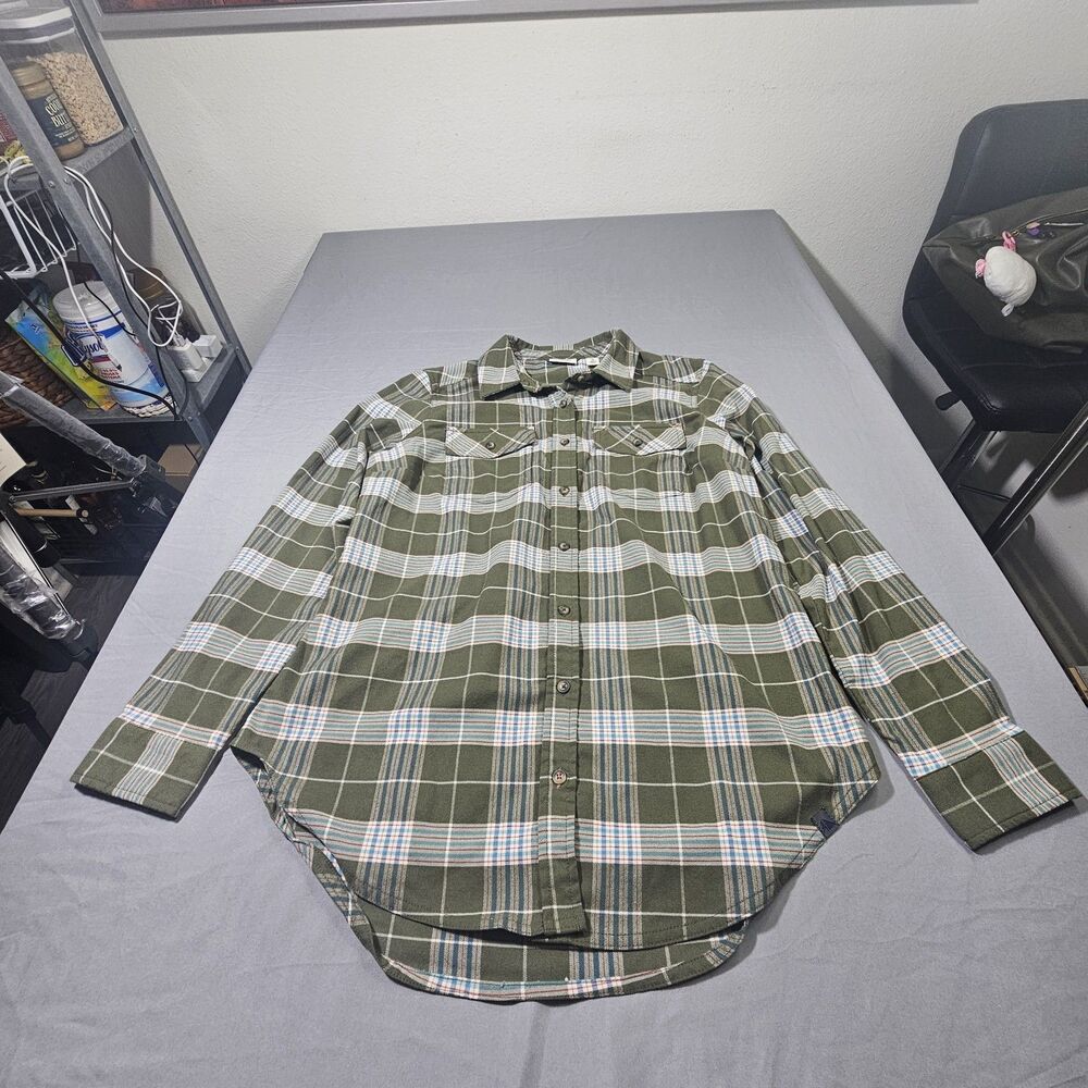 L.L.Bean Women’s Medium Plaid Flannel Shirt Green Long Sleeve Button Front